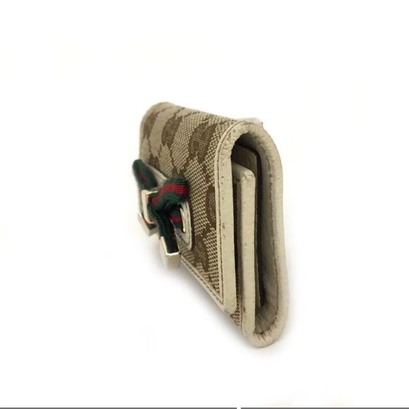 GUCCI Logo Canvas Leather 6 Key Ring Case - Picture 2 of 8